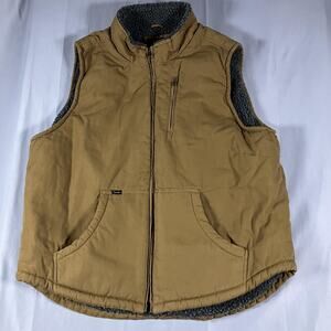 Lee Vest Mens Extra Large Brown Canvas Sherpa Fleece Lined Zip Workwear Utility